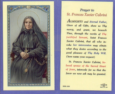 St. Frances Cabrini Laminated Holy Card, # 99862