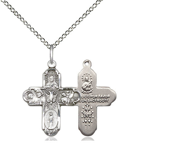5-Way Spanish Medal, Fine Pewter, 3/4", Your Choice of Chain, # 17684
