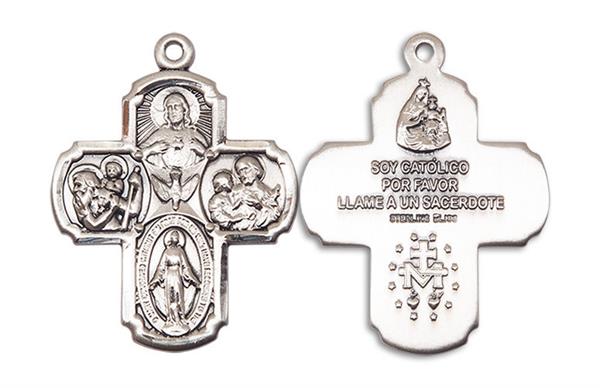 5-way Spanish Medal, Sterling Silver, 1-1/4", Your Choice of Chain, # 8275