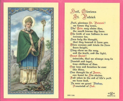 St Patrick Laminated Holy Card, # 99944