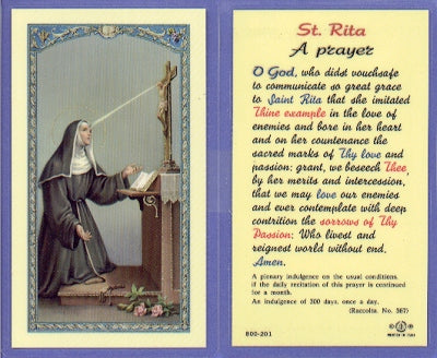 St Rita Laminated Holy Card, # 99908