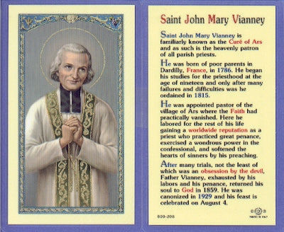 St John Vianney Laminated Holy Card, # 99875