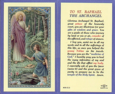 St Raphael Laminated Holy Card, # 99905