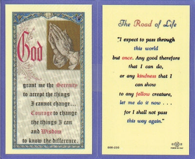 Road Of Life Prayer Laminated Holy Card, # 99973