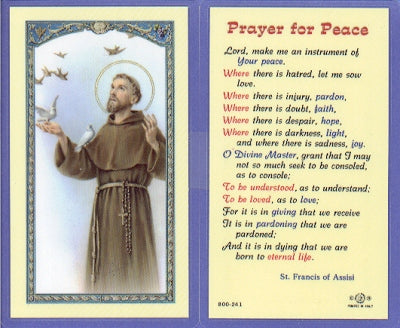 Peace Prayer Laminated Holy Card, # 99813