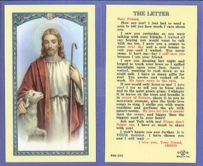 Letter From Jesus Laminated Holy Card, # 99755