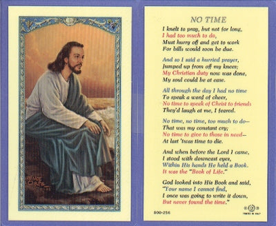 No Time Laminated Holy Card, # 59031
