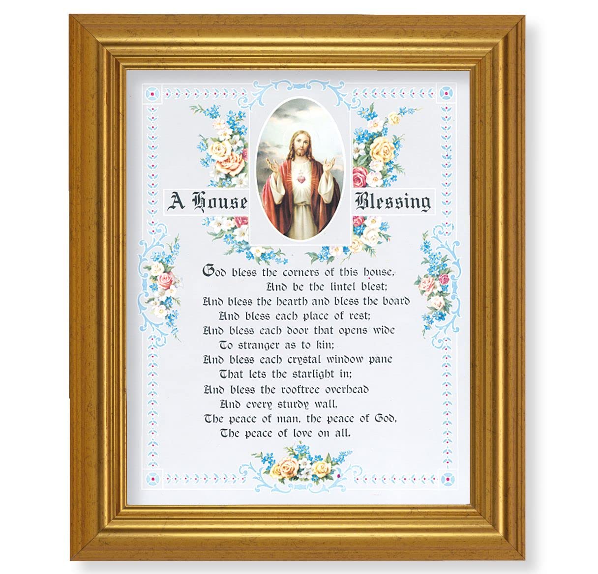 A House Blessing, 10"x12" Gold-Leaf Finished Classic Frame, Italian Print on Artboard # 27312