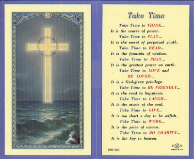 Take Time Laminated Holy Card, # 99978