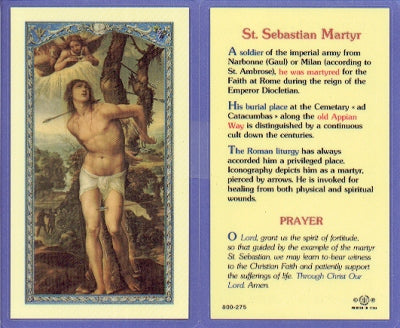 St Sebastian Laminated Holy Card, # 99912