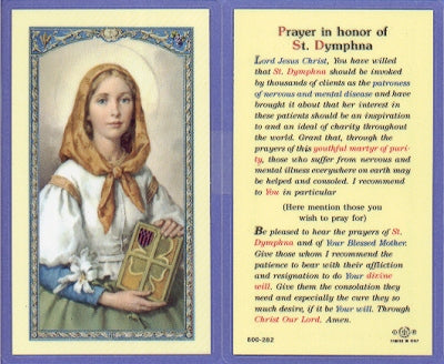 St. Dymphna Laminated Holy Card, # 99858