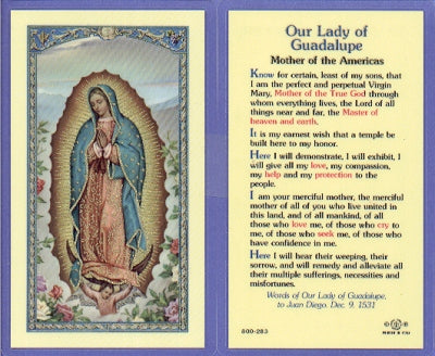 Guadalupe Laminated Holy Card, # 99770