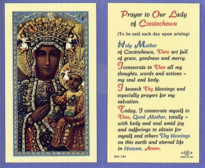 Our Lady Of Czestchowa Laminated Holy Card, # 99773