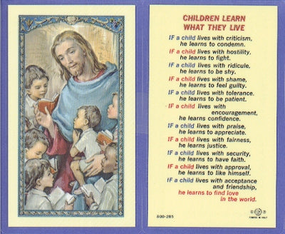 Children Learn Laminated Holy Card, # 59050