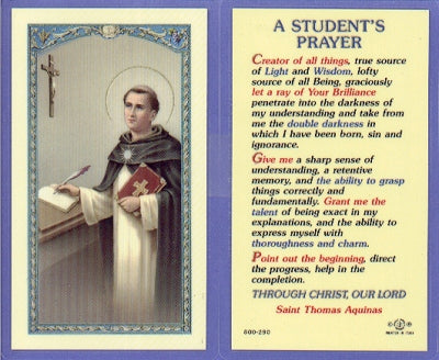 Student's Prayer Laminated Holy Card, # 59026
