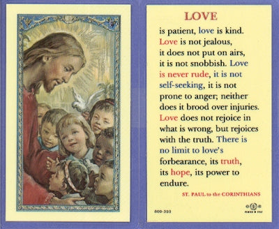 Love Is Patient Laminated Holy Card, # 99967