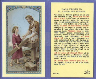 Joseph The Worker Laminated Holy Card, # 99939