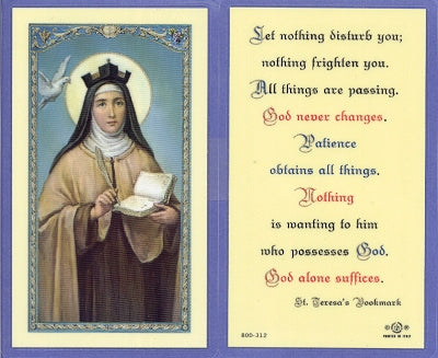 St Teresa's  Laminated Holy Card, # 99915