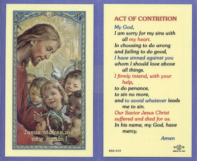 Act Of Contrition Laminated Holy Card, # 99979