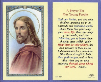 Young People Prayer Laminated Holy Card, # 59025