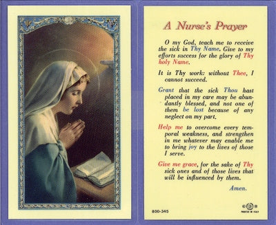 Nurse's Prayer Laminated Holy Card, # 59048