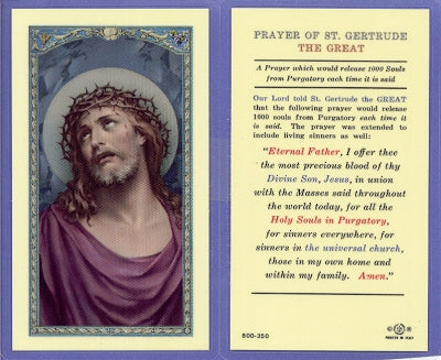St. Gertrude Laminated Holy Card, # 99726