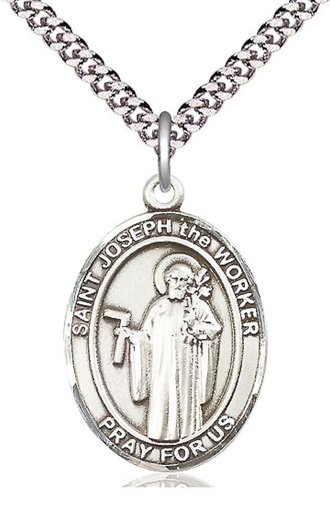 St. Joseph the Worker Medal in Fine Pewter, 1" tall, Your Choice of Chain, # 5374