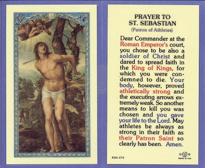 Prayer to St Sebastion Laminated Holy Card, # 99913