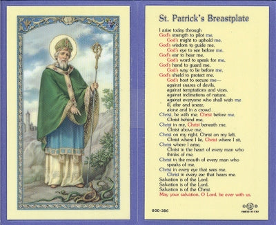 St Patrick's Breastplate Laminated Holy Card, # 99946