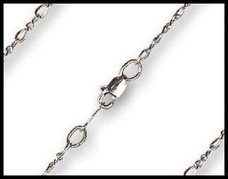 16" Figaro Chain with Lobster Claw, 2.05mm wide, Light Rhodium Plate, # 8496