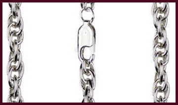 20" Heavy Rope Chain with Lobster Claw, 4mm wide, Light Rhodium Plate, # 8517
