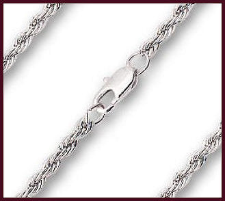 20" Heavy French Rope Chain, 3.85mm wide, Light Rhodium Plate, # 8530