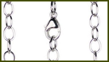 18" Open Cable Chain, 4mm wide, Light Rhodium Plate, # 8547