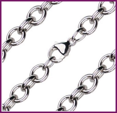 20" Heavy Open Cable Chain, 6.05mm, Light Rhodium Plate, # 8554