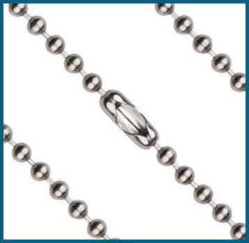 18" Heavy Bead Chain, 3.15mm Wide, Light Rhodium Plate, # 8577