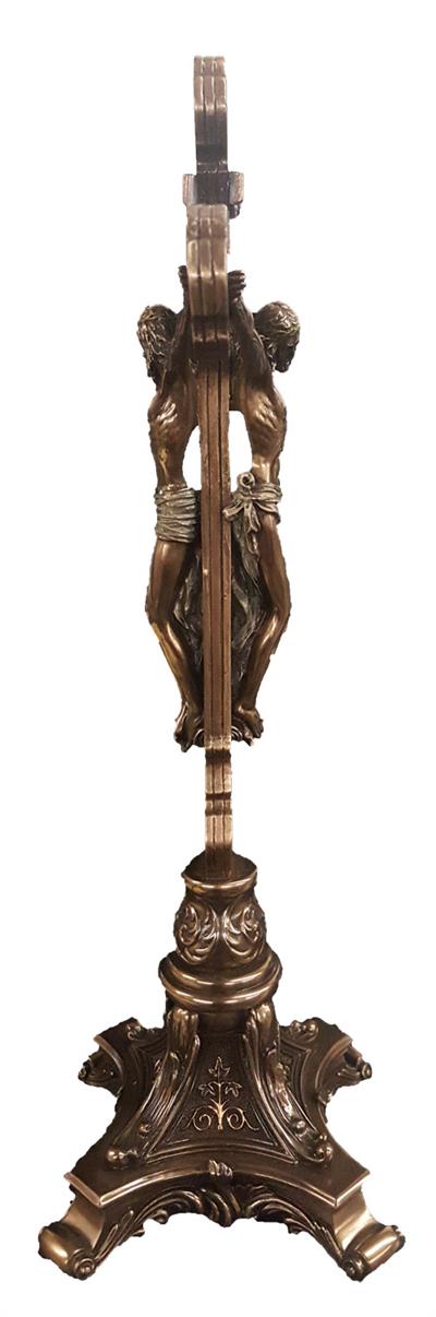 12.5" Double Sided Standing Crucifix, Cold Cast Bronze, #85