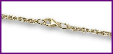 18" Light Rope Chain, 3mm wide, Light Gold Plated, # 8636