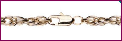 18" Heavy Rope Chain, 4mm wide, Light Gold Plated, # 8653