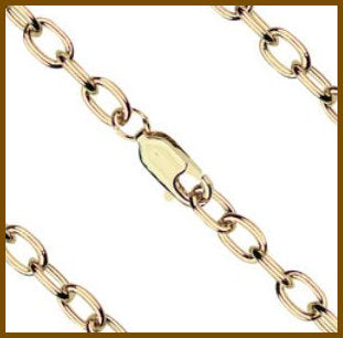 16" Open Cable Chain, 4mm wide, Light Gold Plated, # 8684