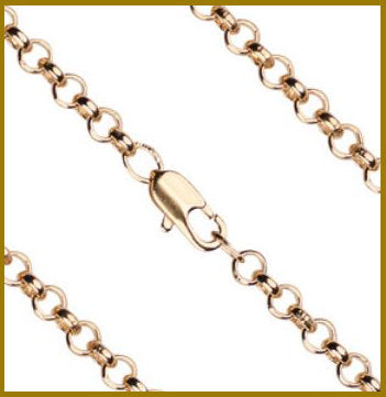 18" Rolo Chain, 3.15mm wide, Light Gold Plated, # 8698