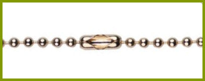 18" Light Bead Chain, 2.4mm wide, Light Gold Plated, # 8709