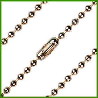 16" Heavy Bead Chain, 3.15mm wide, Light Gold Plated, # 8717