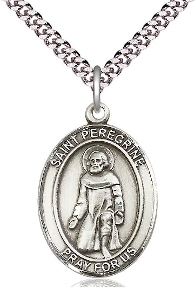 St. Peregrine Laziosi Medal in Fine Pewter, 1" tall, Your Choice of Chain, # 5510