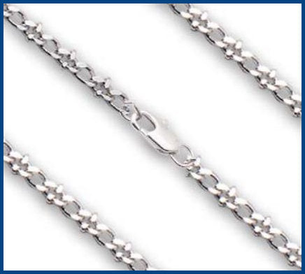 20" Light Crab Chain w/ Clasp, 3.05mm wide, Heavy Rhodium Plated, # 8745