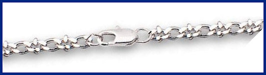 20" Medium Crab Chain w/ Clasp, 3.55mm wide, Heavy Rhodium Plated, # 8753