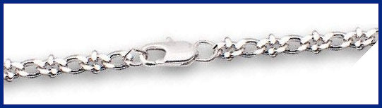 18" Medium Crab Chain w/ Clasp, 3.55mm wide, Heavy Rhodium Plated, # 8752