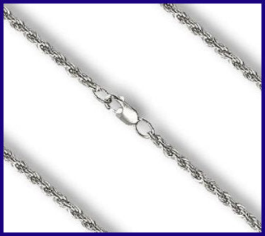 20" Light French Rope Chain, 2.5mm wide, Heavy Rhodium Plate, # 8764