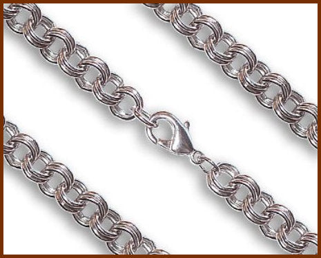 20" Double Cable Chain, 7.5mm wide, Heavy Rhodium Plate, # 8822