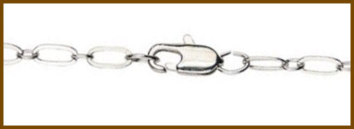 24" Light Oval Cable Chain, 3.1mm wide, Heavy Rhodium Plate, # 8834