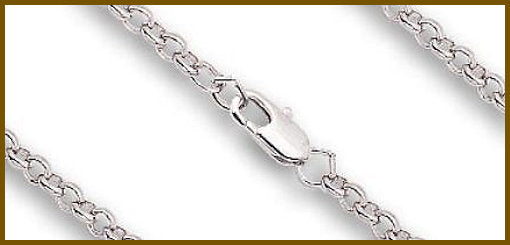 16" Rolo Chain, 3mm wide, Heavy Rhodium Plated, # 8862